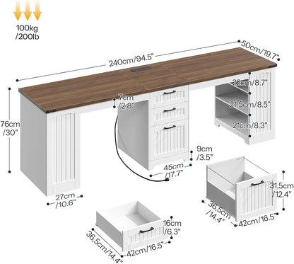 Farmhouse Adjustable Computer Desk – Versatile Home Office Workstation