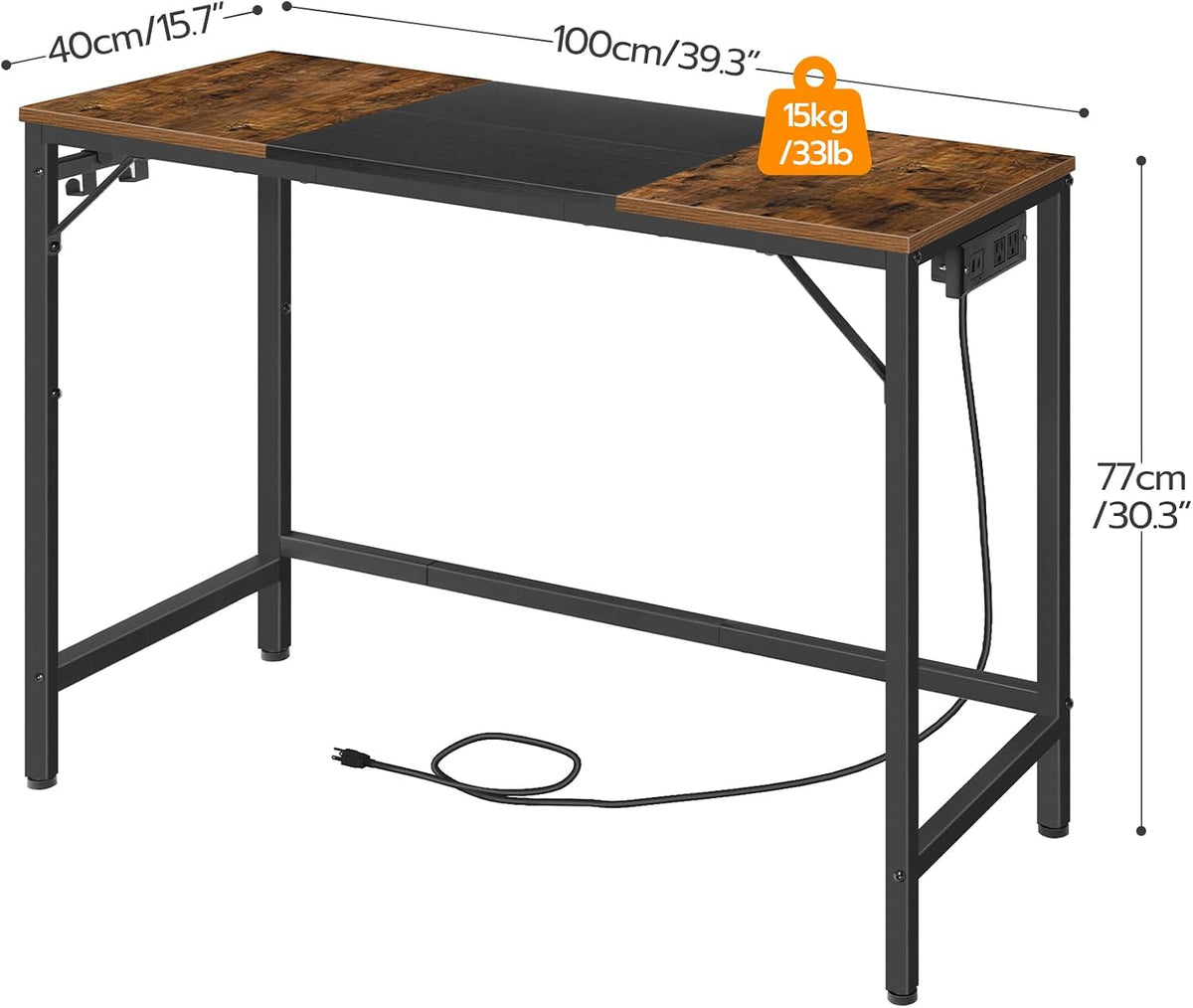 Compact Computer Desk with Power Outlet – Modern Home Office & Writing Table