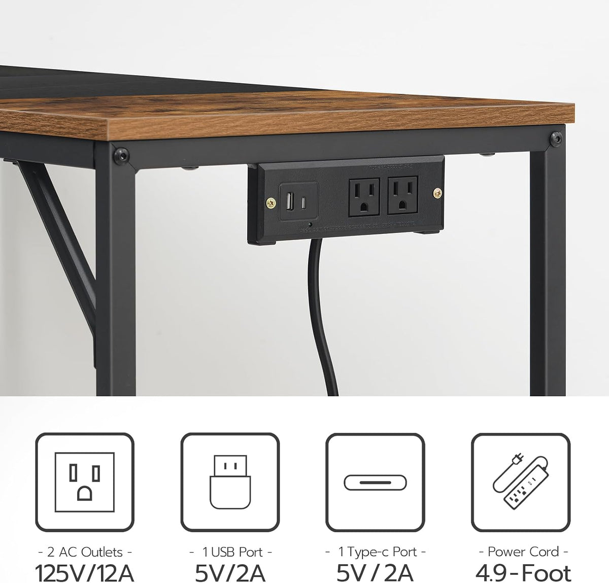 Compact Computer Desk with Power Outlet – Modern Home Office & Writing Table