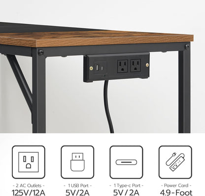 Compact Computer Desk with Power Outlet – Modern Home Office & Writing Table