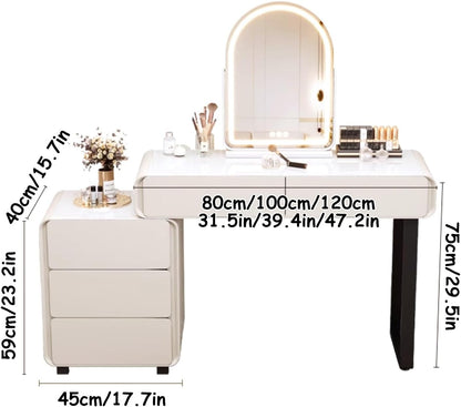 Multifunctional Vanity Desk & Nightstand – Adjustable Lighting & Storage