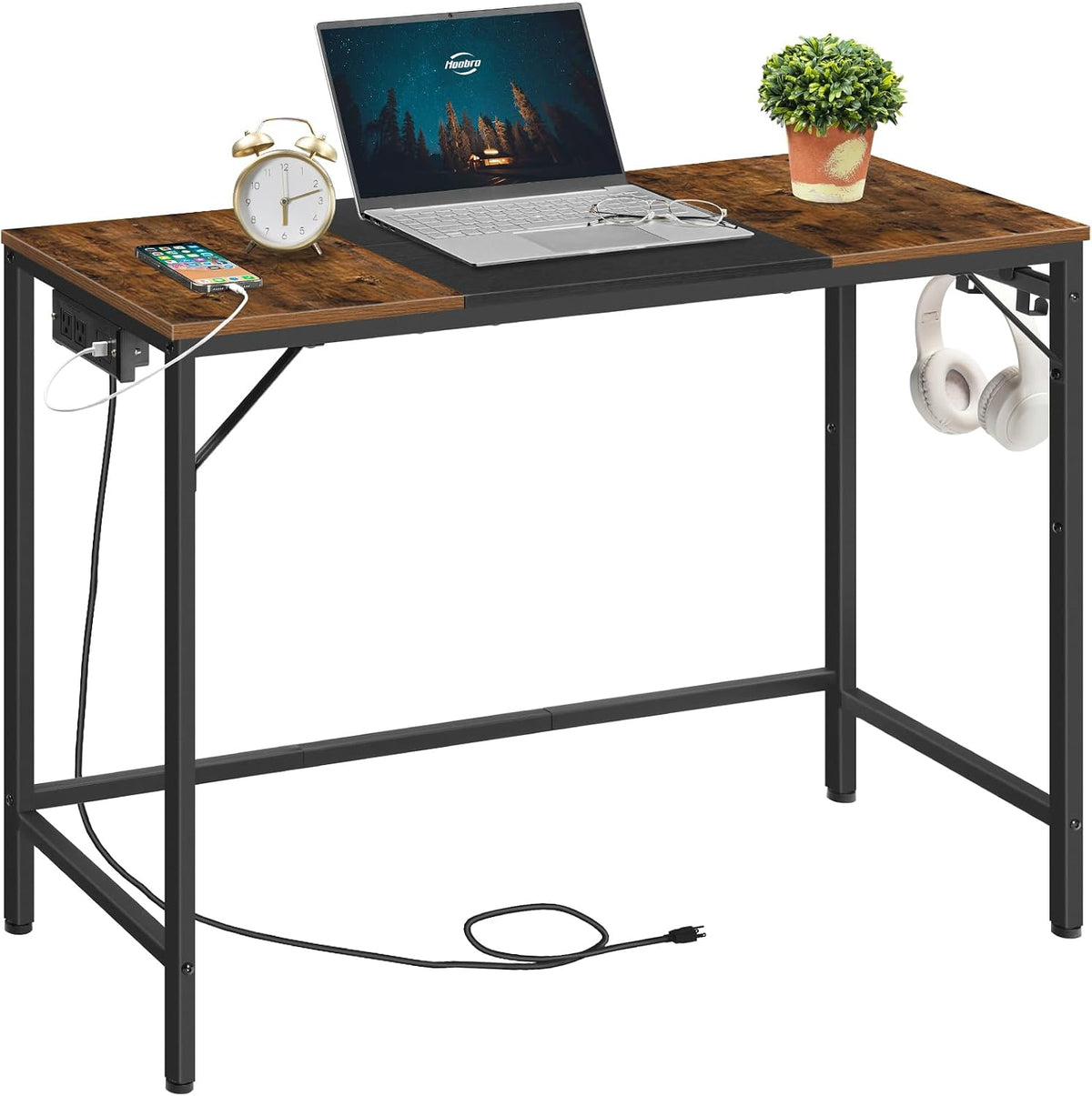 Compact Computer Desk with Power Outlet – Modern Home Office & Writing Table