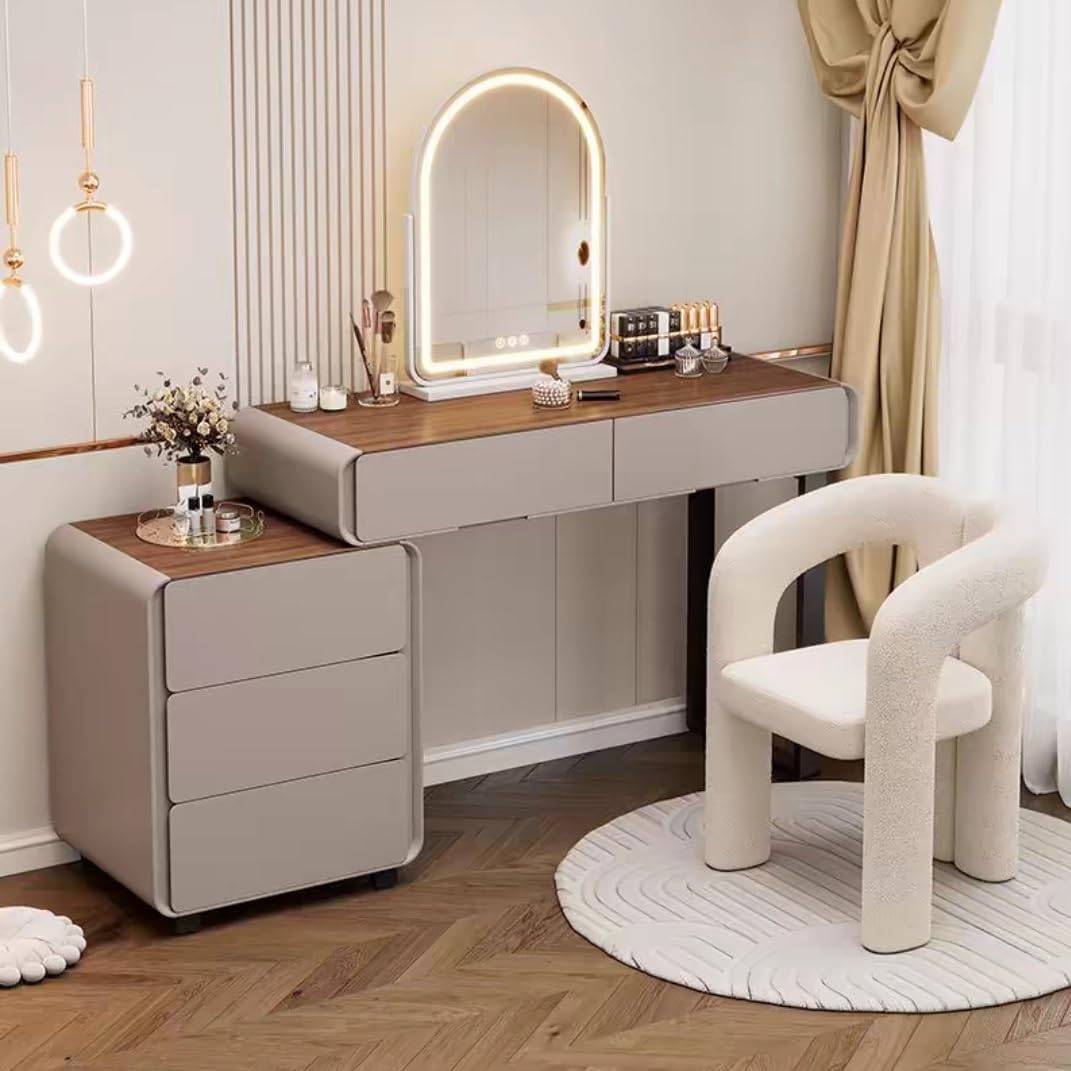 Multifunctional Vanity Desk & Nightstand – Adjustable Lighting & Storage