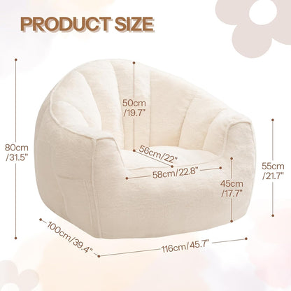 Oversized Bean Bag Chair – Plush Faux Fur Lounge Sofa for Adults