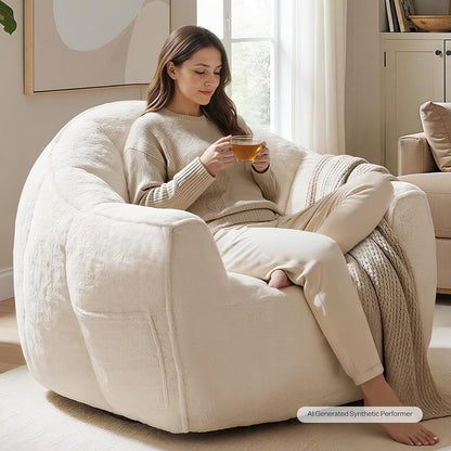 Oversized Bean Bag Chair – Plush Faux Fur Lounge Sofa for Adults