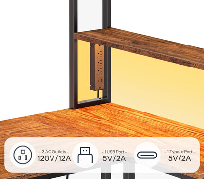 L-Shaped Reversible Computer Desk – LED Light & Storage