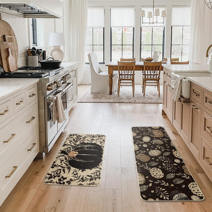 Pumpkin Fall Kitchen Mat Set – Cozy Autumn Floor Rugs