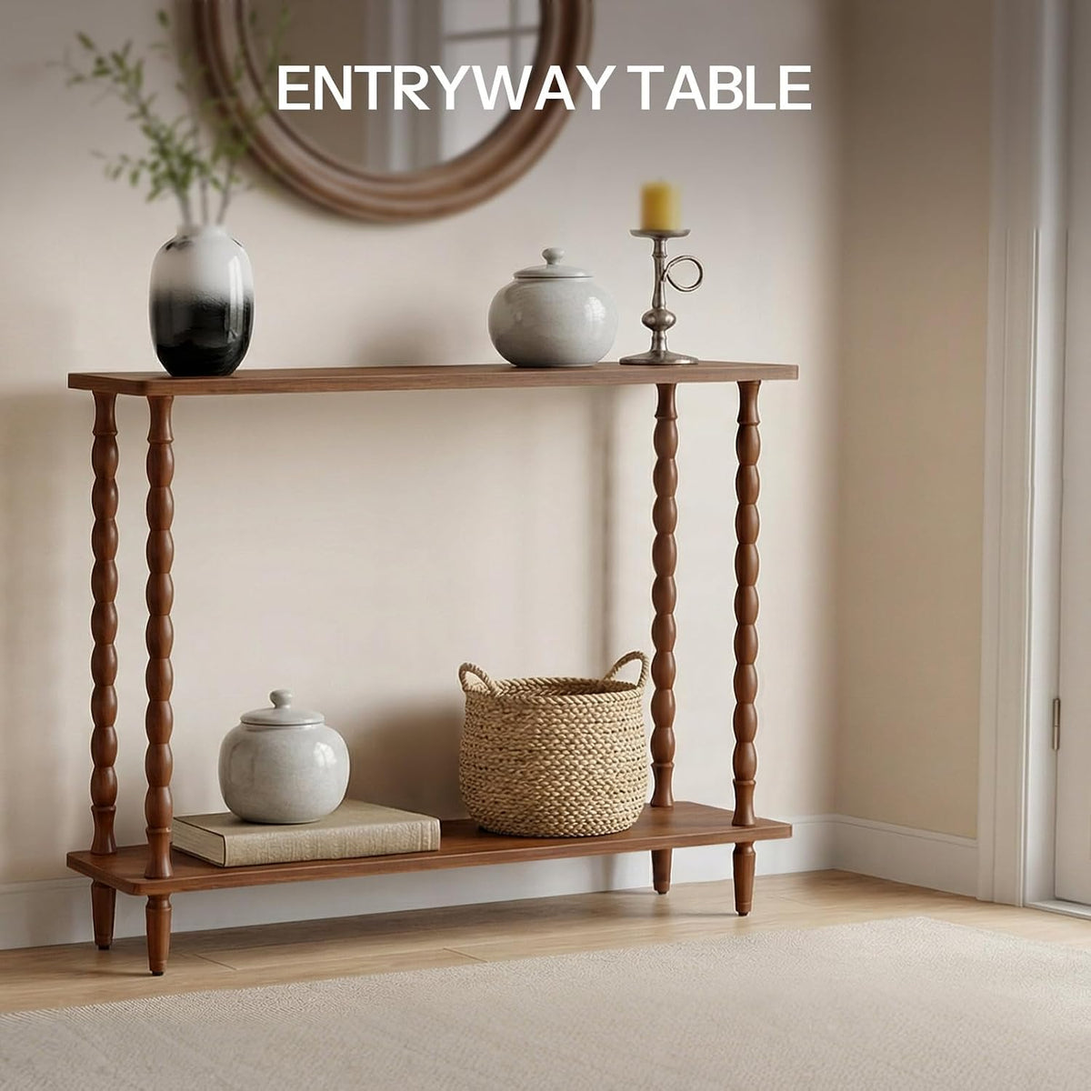 Mid-Century Console Table – 2-Tier Entryway & Sofa Table