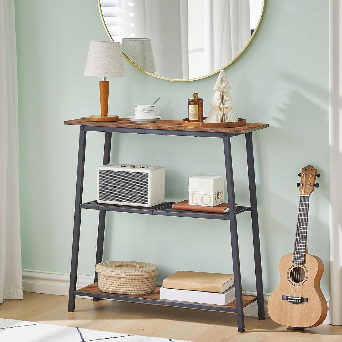 Narrow 3-Tier Console Table – Rustic Entryway & Sofa Table