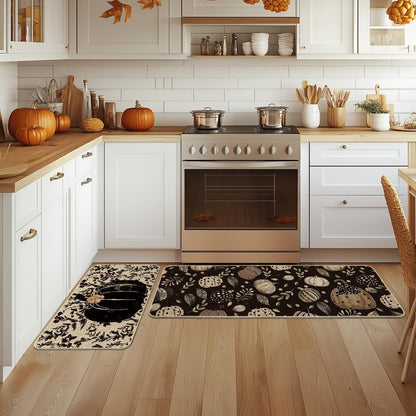 Pumpkin Fall Kitchen Mat Set – Cozy Autumn Floor Rugs