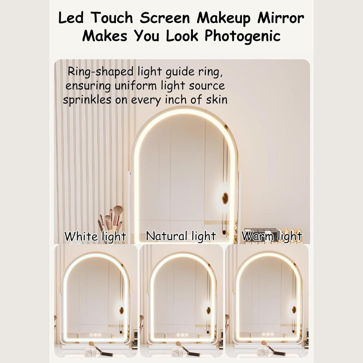 Multifunctional Vanity Desk & Nightstand – Adjustable Lighting & Storage