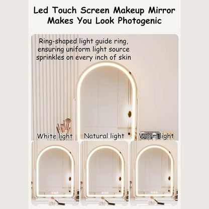 Multifunctional Vanity Desk & Nightstand – Adjustable Lighting & Storage