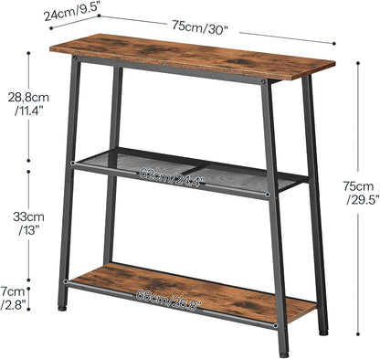Narrow 3-Tier Console Table – Rustic Entryway & Sofa Table