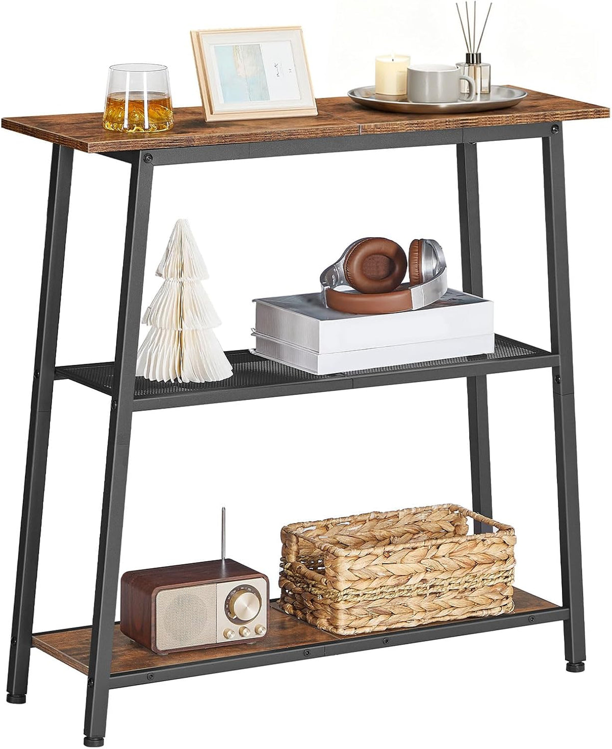 Narrow 3-Tier Console Table – Rustic Entryway & Sofa Table