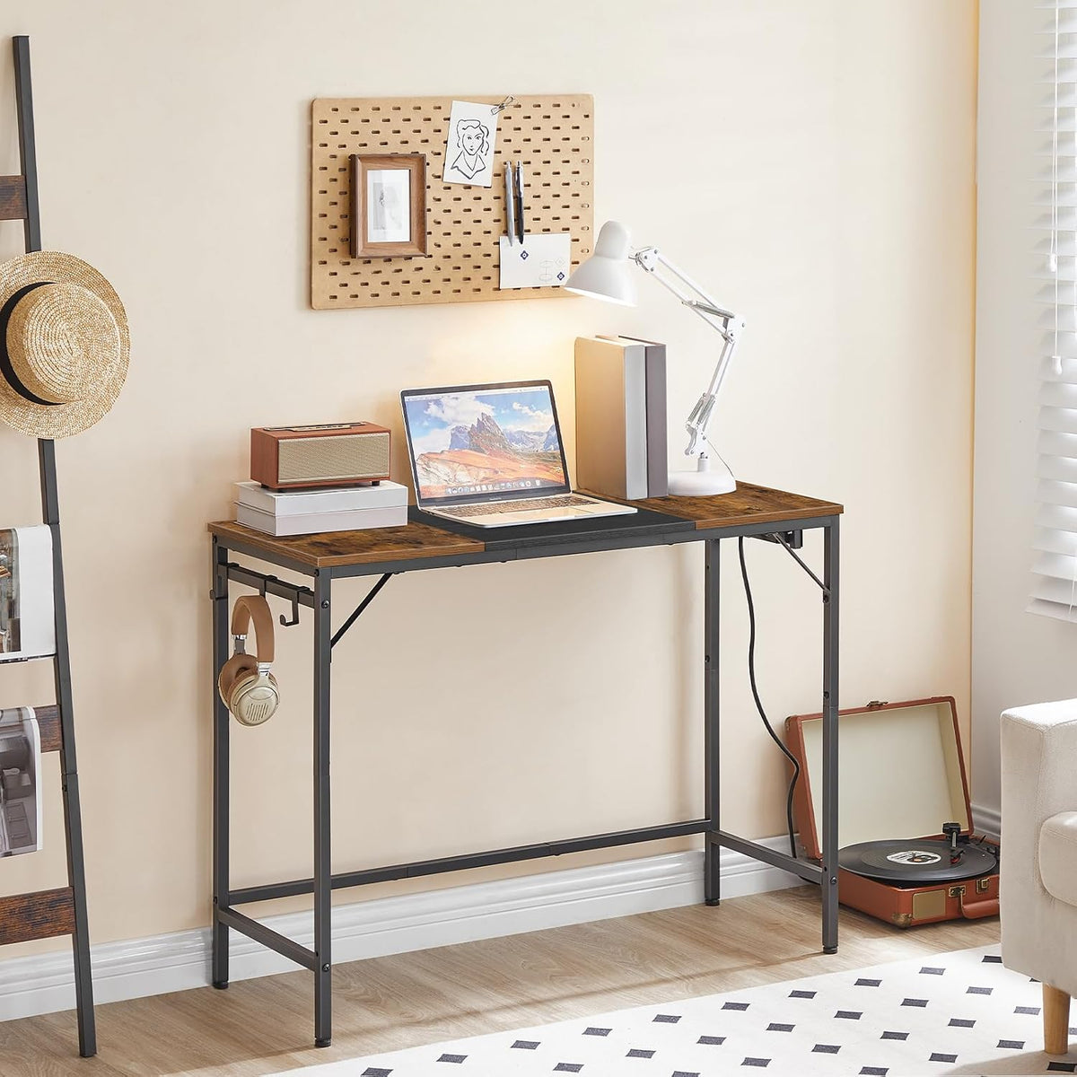 Compact Computer Desk with Power Outlet – Modern Home Office & Writing Table