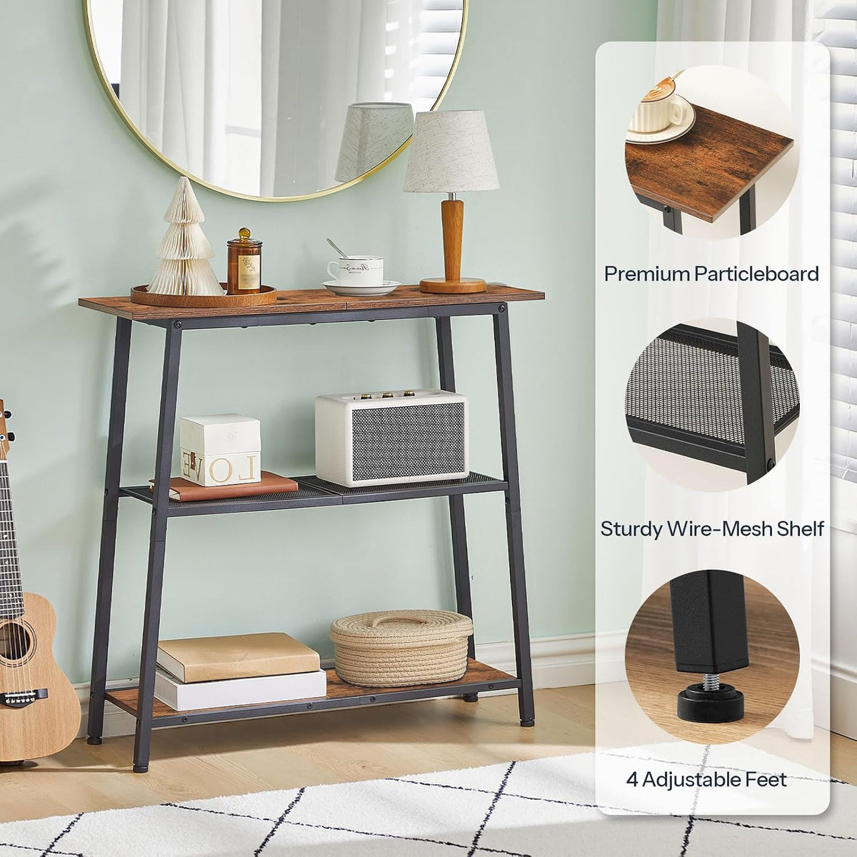 Narrow 3-Tier Console Table – Rustic Entryway & Sofa Table