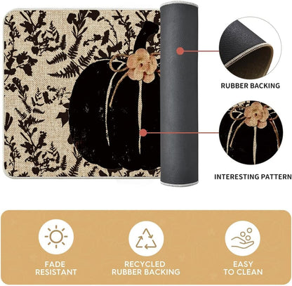 Pumpkin Fall Kitchen Mat Set – Cozy Autumn Floor Rugs