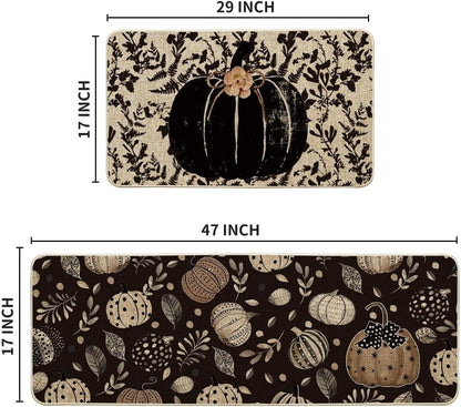 Pumpkin Fall Kitchen Mat Set – Cozy Autumn Floor Rugs