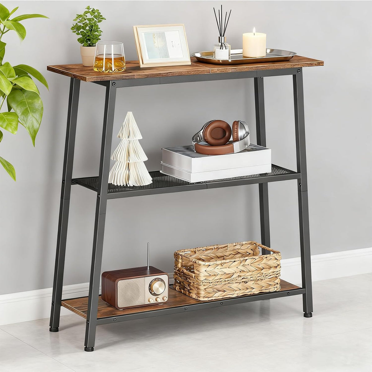 Narrow 3-Tier Console Table – Rustic Entryway & Sofa Table