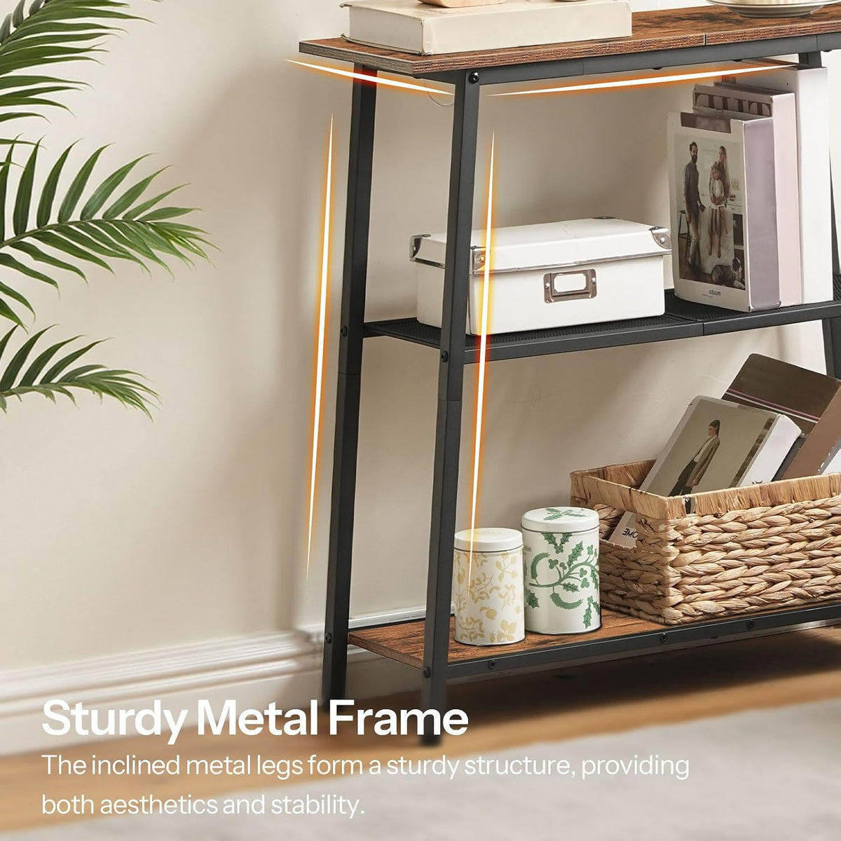 Narrow 3-Tier Console Table – Rustic Entryway & Sofa Table