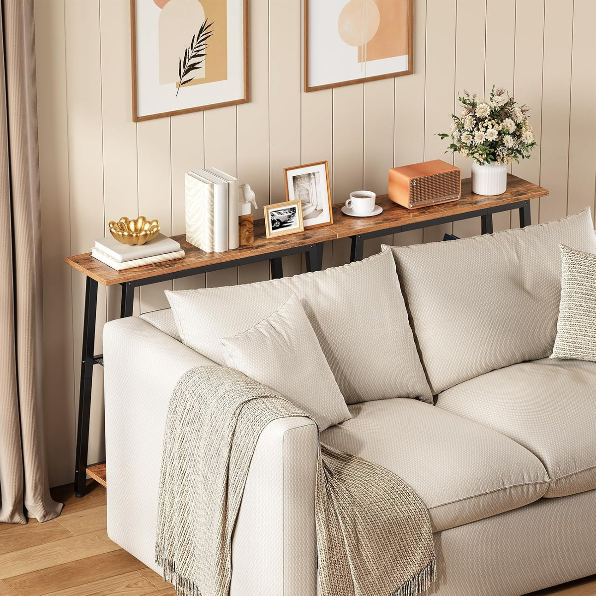 Narrow 3-Tier Console Table – Rustic Entryway & Sofa Table