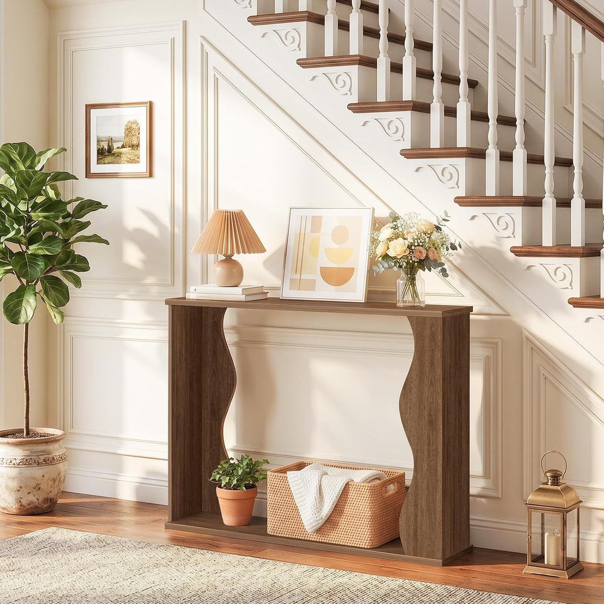 Narrow Console Table with Storage – Rustic Entryway & Sofa Table