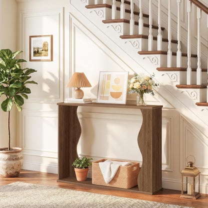 Narrow Console Table with Storage – Rustic Entryway & Sofa Table
