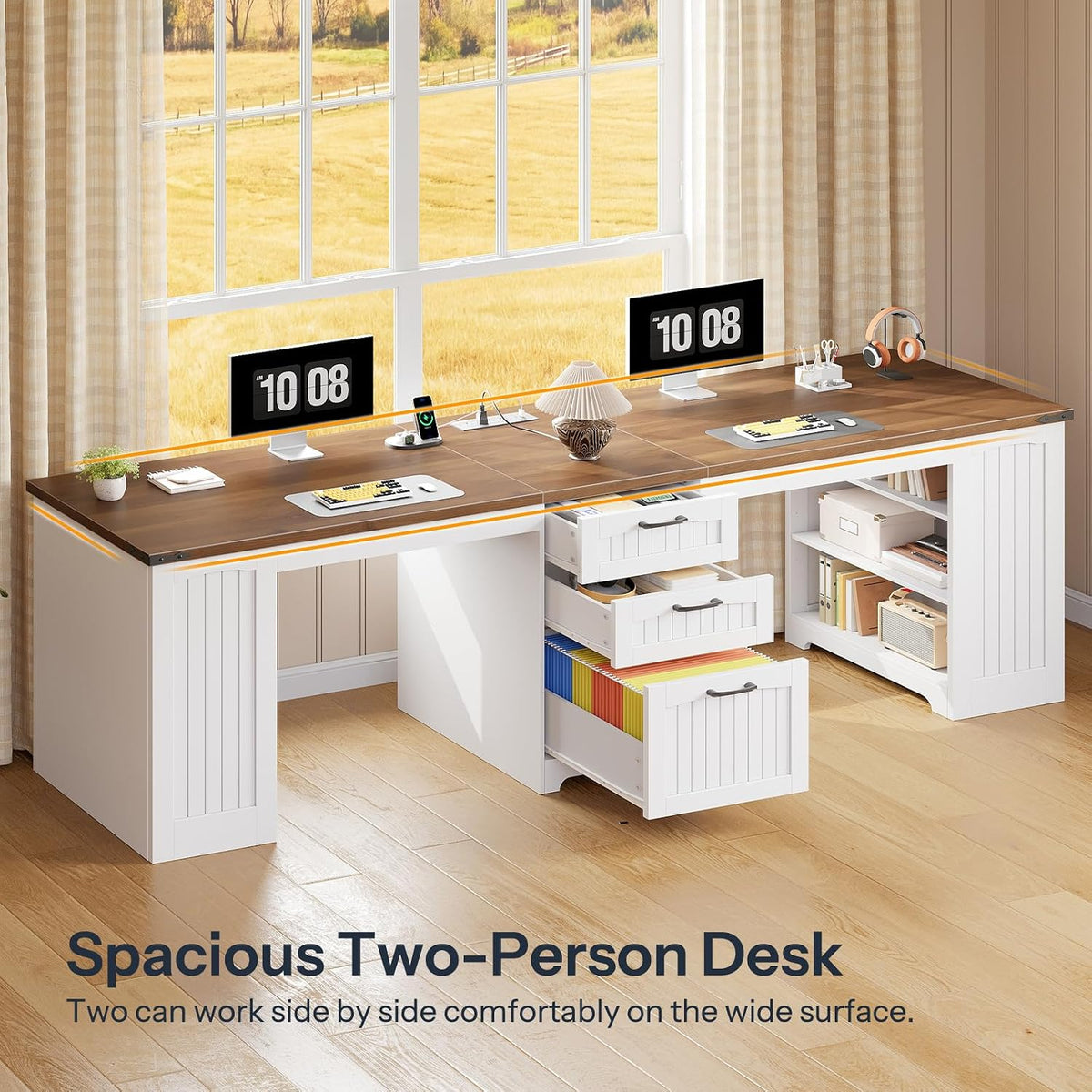 Farmhouse Adjustable Computer Desk – Versatile Home Office Workstation